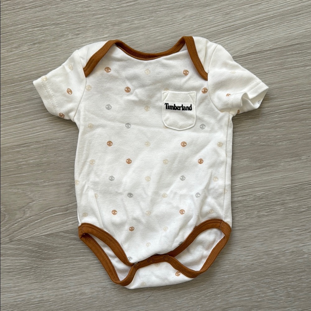 Timberland Baby Onesie - White and Brown